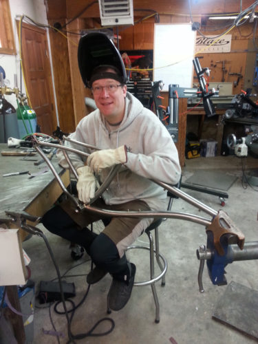 Blaze Bicycles' Pierre Chastain building bikes to prepare for the North American Handmade Bicycle Show to be held from March 10-12, 2017 in Salt Lake City. Photo courtesy Pierre Chastain