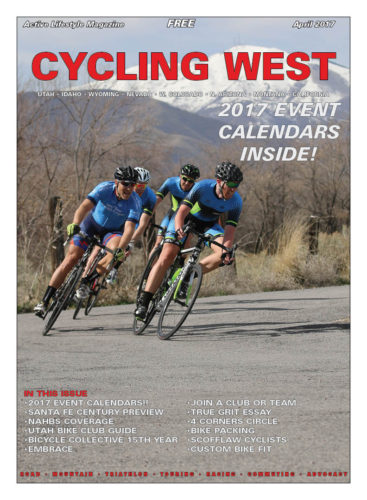 Cycling Utah Cycling West April 2017 Cover Photo: The Masters field rounds a corner at the Rocky Mountain Raceways Criterium on March 18, 2017. Photo by Dave Iltis, find more from this event at gallery.cyclingwest.com