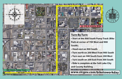 2017 Salt Lake City Mayor's Bike to Work Day Route Map.