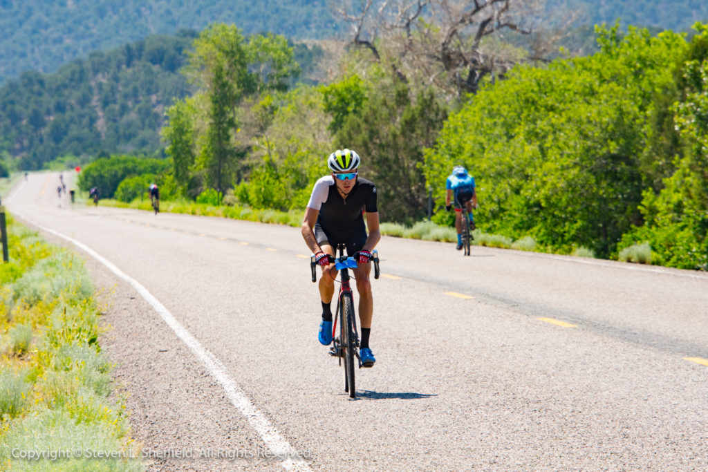 Squire attempting to bridge back up to Wells and Swenson in the 2017 Crusher in the Tushar. Photo by Steven Sheffield