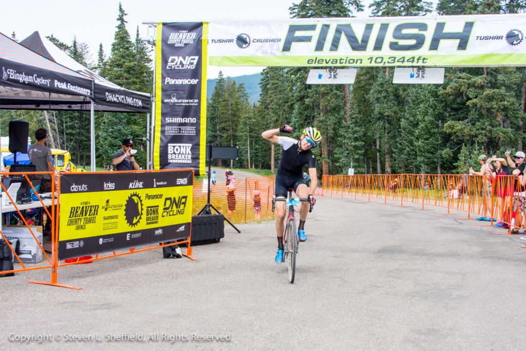 Robert Squire crossing the line, to become the Crusher's first three-time winner. Photo by Steven Sheffield