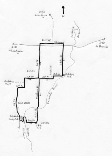 Mojave Desert Cibolla Bicycle ride map