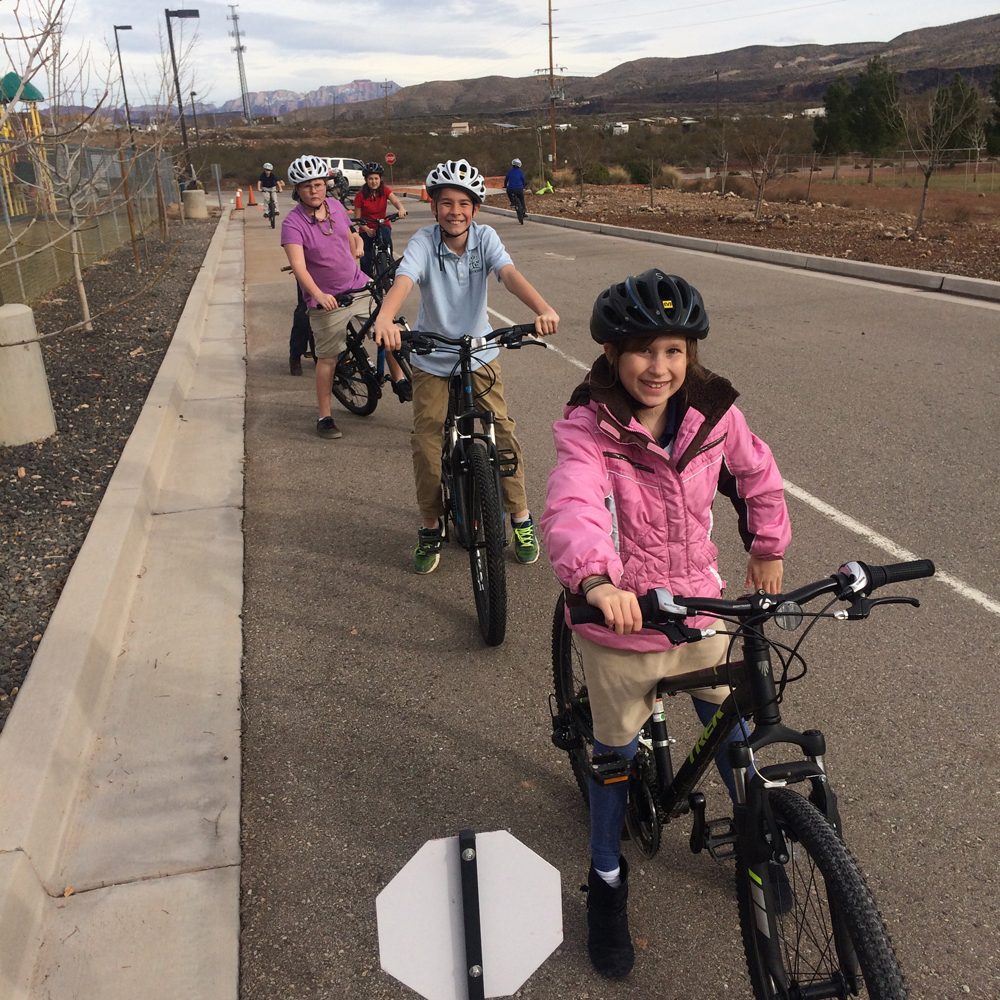 Young bike riders in bike education program