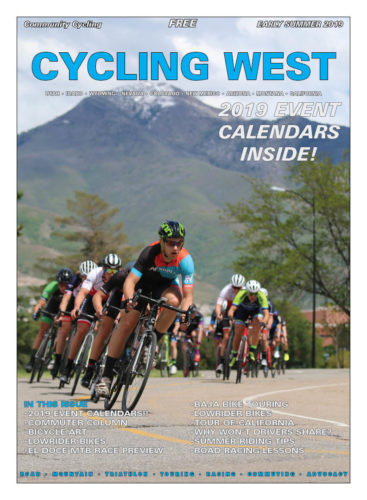 Cycling West Early Summer 2019 Cover Photo: The Sugarhouse Criterium is a mainstay for road racing in Utah. This year’s event saw over 400 racers. Here, the category 3 field dives into a corner. Photo by Dave Iltis