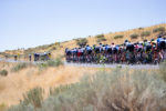 The peloton heads up the loop on the island that passes by the beaches of Antelope. Stage 3 of the 2019 Tour of Utah