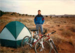 Mark Deterline, camping with bicycles. Photo by Nunzia Shannon