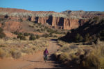 Danni descends into Cathedral Valley. Photo by Jill Homer