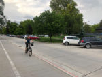 A cyclist in Liberty Park. Photo by Dave Iltis