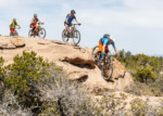 Mountain bikers playing follow-the-leader behind local, Clayton Coleman, at the 2022 Hurricane MTB Festival. Photo by John Shafer, Photo-John