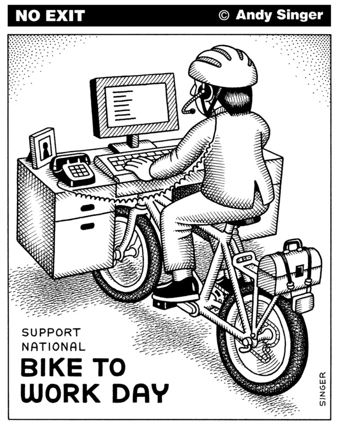 No Exit Bicycle Cartoon: National Bike to Work Day