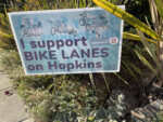 Pro-Hopkins Street bike lane sign in Berkeley, California. Photo by Dave Iltis